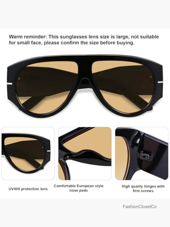 Oversized Retro Aviator Sunglasses UV400 Protection Oval main image 7